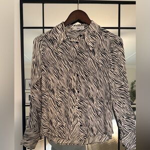 Mango Black and White Zebra Print Shirt